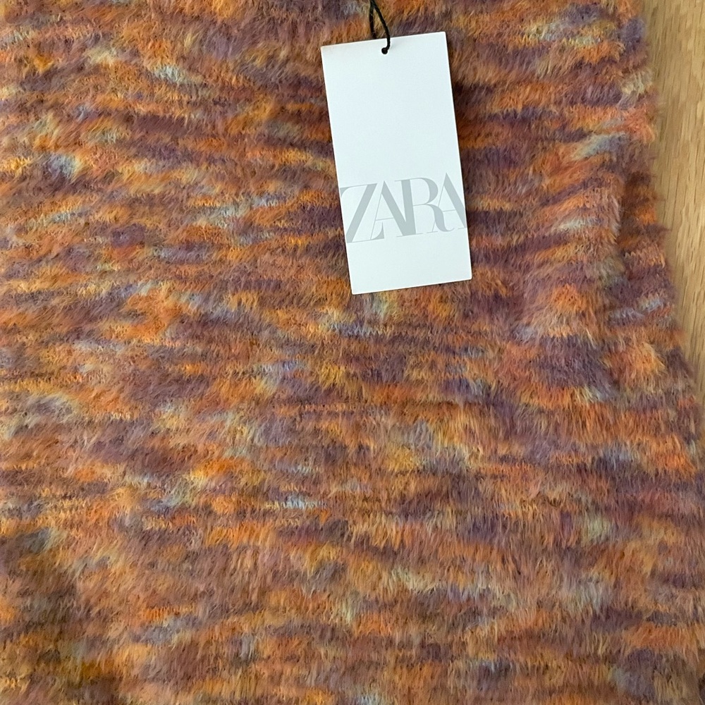 ZARA FAUX FUR MIDI SKIRT multicolored